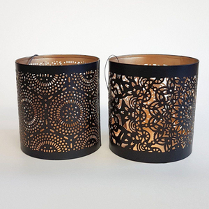 Luxury Set Of 3 Champagne Gold Metal Hurricane Candle Holder Geometric Mesh Votive Tealight Stand For Wedding Centerpieces Party - Product Image 6