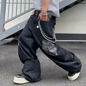 <span class=keywords><strong>Jeans</strong></span> da <span class=keywords><strong>Uomo</strong></span> YUCE di Alta Qualità, Stile Streetwear Personalizzato, Denim Grezzo, Vestibilità Ampia, Design con Patchwork Curvo - Product Image 3
