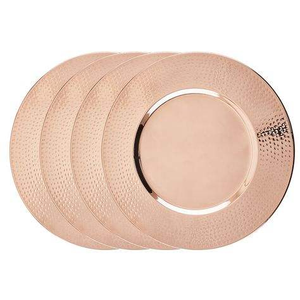 Assiette de service décorative en cuivre martelé, aspect cuivre, vaisselle décorative de luxe pour la maison, l'hôtel, le restaurant, le mariage - Product Image 4