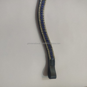 Accessoires pour chevaux bandeau en cuir avec chaîne en cristal à 3 rangées disponible en couleur marron noir - Product Image 3