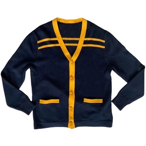 2026 Make Your Logos On V-Neck <b>Navy</b> <b>Blue</b> <b>Cardigans</b> With Full Sleeve Knitted Casual Unisex Sweaters With Pockets And Buttons - Product Image 1