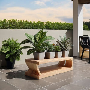 Minimalist Square Wooden <b>Plant</b> Stand for Indoor Desktop Use with Four Pots <b>Support</b> - Product Image 2