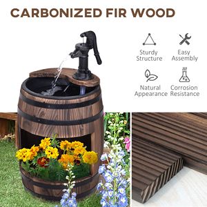 Fontana da Giardino a 2 Livelli in Legno con Design Resistente e Base con Fioriera - Product Image 6