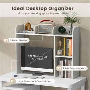 Libreria da scrivania in legno ingegnerizzato bianco con supporto per monitor da 27FT/68,58 cm e kit anti-ribaltamento da 93,98 x 25,40 x 73,66 cm per lo stoccaggio - Product Image 5