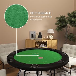 47\" Green Foldable <b>Round</b> Poker <b>Table</b> for 8 Players Casino Style <b>Folding</b> Gaming <b>Table</b> with Cup Holders - Product Image 5