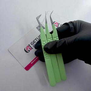Pince à épiler GETUP BROSONS IMPEX pour extensions de cils, en acier inoxydable, courbée à 90 degrés, antistatique, de précision, lisse - Product Image 4
