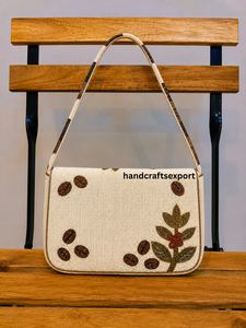 Sac à bandoulière en perles fait main avec rabat magnétique |   Sac à main écologique léger pour femme / Design de logo personnalisé couleur - Product Image 2