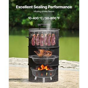 18.5\" Barrel Outdoor Charcoal Smoker Grill Coated Steel BBQ with 2 Grilling Grates and 1 Hanging for <b>Camping</b> - Product Image 3