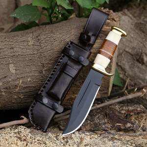 UA Supplies Professional Hand Forged High Carbon Steel Fixed Blade Drop Point Hunting Survival <b>Knife</b> 8 Wood <b>Handle</b> Leather - Product Image 1