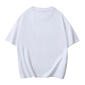 เสื้อยืดผู้ชายคุณภาพสูง ทรงโอเวอร์ไซส์ สีขาว ผ้าฝ้ายถัก 100% แขนสั้น คอกลม ลำลอง เรียบง่าย ทรงพอดีตัว - Product Image 3