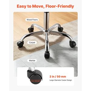Rolling <b>Stools</b> with <b>Wheels</b> Set of 2 500 Lbs Capacity Height Adjustable Thick Cushion Ergonomic PU Leather Seat 360 - Product Image 5
