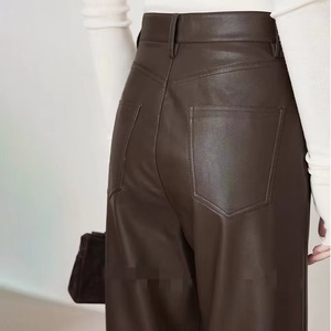 Pantalons en cuir d'agneau véritable pour femmes, pantalons en cuir véritable, pantalons en cuir à jambes droites pour femmes - Product Image 6