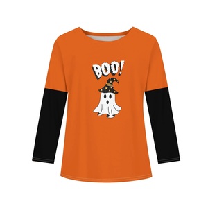Camisetas gráficas espeluznantes de Halloween para niñas, camisetas gráficas de manga larga con cuello redondo para niñas, camiseta divertida de vacaciones para otoño para niñas - Product Image 1