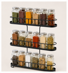 Organisateur de comptoir en métal noir robuste résistant à la chaleur, étagère de rangement à trois niveaux, porte-serviettes en papier, essentiels de cuisine - Product Image 4