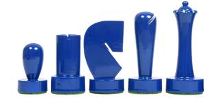 Élégant jeu d'échecs Berliner peint à la main, pièces en bois rouge et bleu, jeu de société premium 3.7 King au meilleur prix - Product Image 3