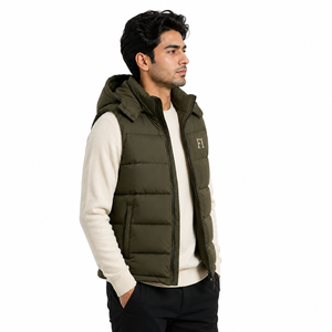 Chaleco Acolchado con Capucha para Hombre, Sin Mangas, Chaquetas Acolchadas para Hombre, Invierno, Casual, Cálido, para Exteriores, con Logotipo Personalizado, OEM, Venta al Por Mayor - Product Image 3