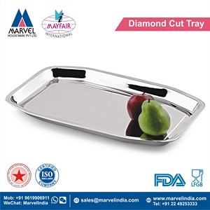 Classic Stainless Steel Rectangular Serving Tray with Integrated <b>Side</b> Handles (Mirror Finish <b>Chrome</b> Eco-Friendly & Durable) - Product Image 2