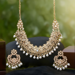 Collier ras du cou plaqué or 18 carats de créateur avec perles de cristal et pierres précieuses pour soirée, pierres principales Diamant Quartz - 10575547WH - Product Image 3