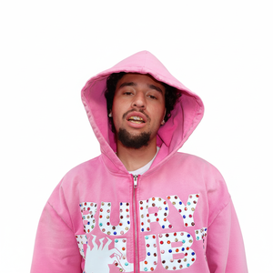 Sudadera con capucha de alta calidad al por mayor, OEM, con logo personalizado impreso y con pedrería, para hombre, de color sólido, con cremallera, en dos colores, cómoda. - Product Image 6