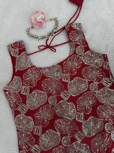 Elegant Shimmer <b>Silk</b> Suit Set Grace Thread Work Sharara Sparkle Shimmer Sharara Festive Shimmer <b>Silk</b> Ensemble Regal Thread Work - Product Image 6