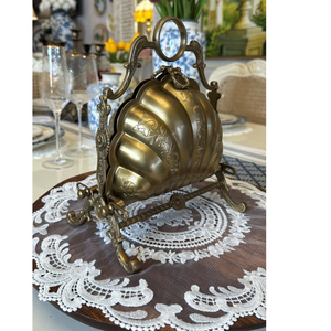 Gold Plated Modern Fashionable High Standard Quality Scallop Shell <b>Folding</b> Biscuit <b>Box</b> Warmer Engraved Bun Server Stand - Product Image 2
