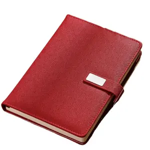 Lay Flat 180 Custom Red Lined Leather Notebook with Magnetic Clasp for Right and Left-handed Users