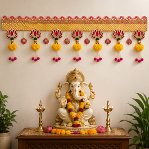 Handmade Lotus Design Decorative Toran for Main Door <b>Wall</b> Hanging Festive Home Temple Entrance <b>Decor</b> with Tassels - Product Image 2