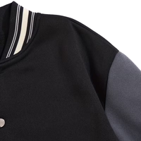 Blouson universitaire en toile pour homme, très demandé, hiver, couleur unie noire, décontracté, en polaire lavée, boutonné sur le devant, taille XS, prix de gros durable
