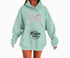 Graphic Hoodies for Women Cute <b>Bow</b> Print Oversized Sweatshirt Drawstring Preppy Long Sleeve Sweater - Product Image 3