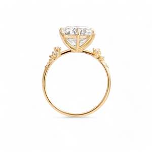 Bague de fiançailles en diamant de laboratoire taillé, avec pierres latérales en grappe, en or blanc 18 carats plaqué rhodium, certifiée IGI, pour femme - Product Image 4