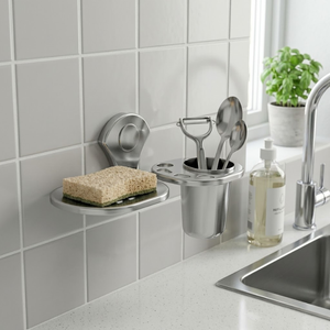 Support mural pour porte-savon en acier inoxydable, robuste, avec drainage, écologique, finition chromée moderne, antirouille, pour salle de bain - Product Image 2