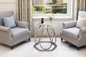 Sang Trọng Hiện Đại Bạc End Bảng Với Kính Kim Loại Hàng Đầu Khung Cho Nhà Officecoffee Bảng Bên Bàn Đầu Giường Phòng Ngủ Phụ Kiện - Product Image 3