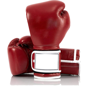 Gants de boxe en cuir rouge avec fermeture à lacets au poignet, sangle réglable, poignées pour une prise en main optimale, pour une utilisation en extérieur, équipement de boxe pour adultes - Product Image 2
