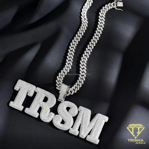 Collar con colgante de letra y piedras de moissanita de plata de ley 925, con cadena con incrustaciones de diamantes, para joyería de lujo - Product Image 6