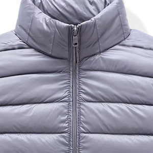 High Quality Men's <b>Puffer</b> <b>Vest</b> Gray Color Zipper Closure V-neck Leopard Pattern Polyester Filling Warm Winter Outdoor <b>Vest</b> - Product Image 2