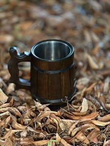 High Quality Hand-made Wooden <b>Mug</b> Straw Cartoon Pattern <b>Smart</b> Feature Beer/Wine Drinking Business Gifts - Product Image 3