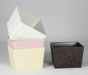 DS Series <b>Square</b> Flower Base <b>Pot</b> Arabesque Pattern Decorative Floral <b>Pot</b> Premium Embossed for Gift Bouquet Floral Arrangement - Product Image 1