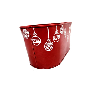 Red Oval Metal Beverage Tub Industrial Design Durable Oval <b>Bucket</b> for Organizing - Product Image 4