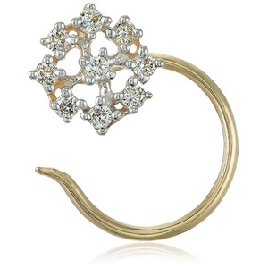 Flower Shape Lab Grown Diamond <b>Nose</b> <b>Pin</b> 14K Yellow Gold Round Brilliant Cut Fancy Color Luxury Women's Classic Wedding Jewelry - Product Image 2