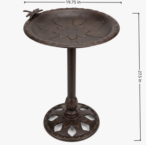 Fontaine à oiseaux vintage en aluminium moulé fini bronze, sur piédestal, pour jardin extérieur, décoration de jardin, mangeoire à oiseaux - Product Image 5