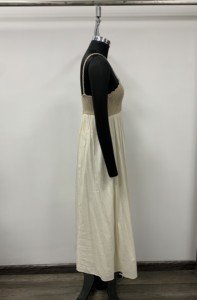 Spaghetti Strap Knitted Maxi <b>Dress</b> A-Line <b>Loose</b> Fit Pleated Hem Casual Solid Color Full Sleeve Breathable Cotton <b>Dress</b> - Product Image 3