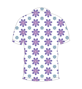 เสื้อโปโลผู้ชายสีขาวลายดอกเดซี่สีม่วงแขนสั้นเสื้อยืดกอล์ฟฤดูร้อนแบบลำลอง - Product Image 2