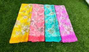 Elegante sari de georgette con blusa, sari moderno de diseñador, atuendo étnico, fabricante mayorista - Product Image 3