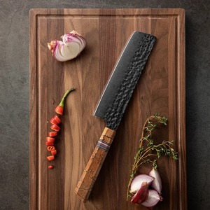 Cuchillo Mini Cleaver Hecho a Mano, Ecológico, Ambidiestro, con Hoja de Acero al Carbono Extra Afilada, Mango de Madera y Funda de Cuero - Product Image 6