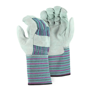 Nouveaux gants de travail de qualité supérieure en cuir de vachette grainé, imperméables, avec paume renforcée, poignet réglable et sangle dorsale courte à rayures, pour une sécurité optimale. - Product Image 2