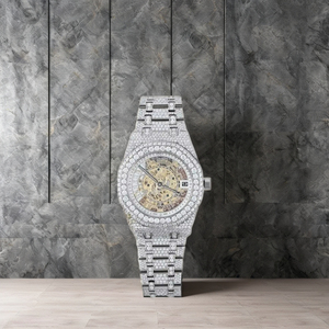 Custom Iced Out <b>Automatic</b> Watch Skeleton Movement Full Moissanite Diamond Jewelry Watch - Product Image 6