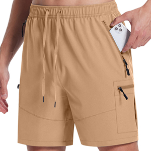 Shorts cargo kaki pour hommes, longueur genou, taille élastique, cordon de serrage, séchage rapide, pantalon décontracté d'été - Product Image 2
