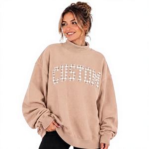 Sudadera de cuello alto extragrande personalizada para mujer, de punto con hombros caídos, transpirable, de forro polar de poliéster, informal para otoño - Product Image 1