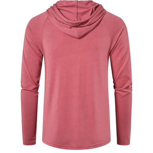 Sweat à capuche léger doublé en maille rose poudré pour homme, coupe ajustée décontractée, style streetwear - Product Image 2