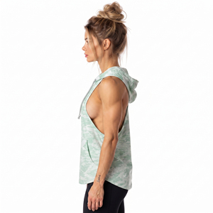 Women Hooded Tank <b>Top</b> Printed Gym Wear Stringer Hoodie Ladies 100% Cotton Knitted Hooded <b>Racerback</b> <b>Top</b> Women Fitness Wear <b>Tops</b> - Product Image 2